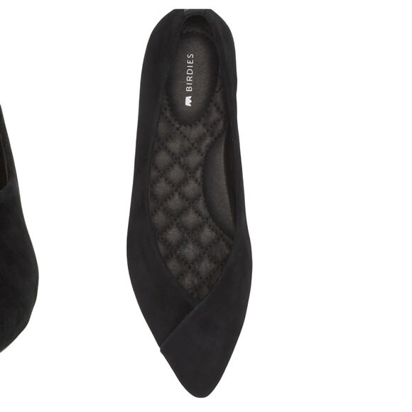 Birdies Shoes - Birdies Goldfinch Suede Ballet Flat Pointed Toe Black 5